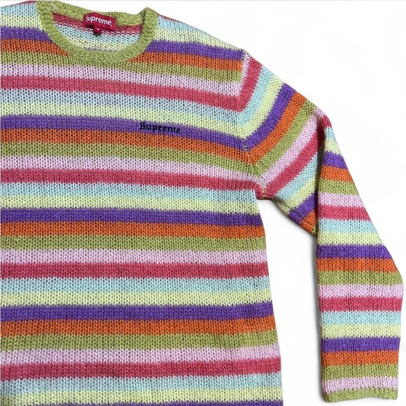 Supreme Colorful Mohair and Acrylic Striped Knit Sweater